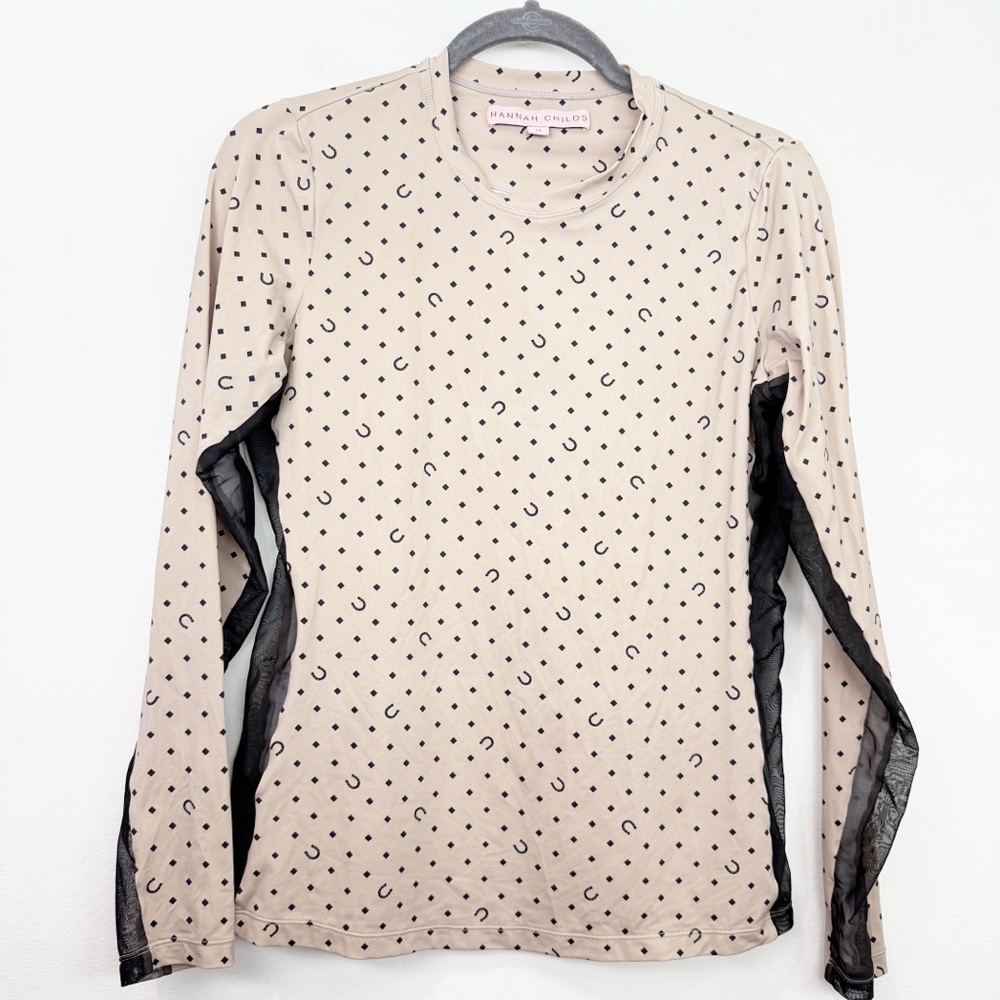 Hannah Childs Janelle Long Sleeve Mesh Tee Size Medium Lucky Diamond Latte
